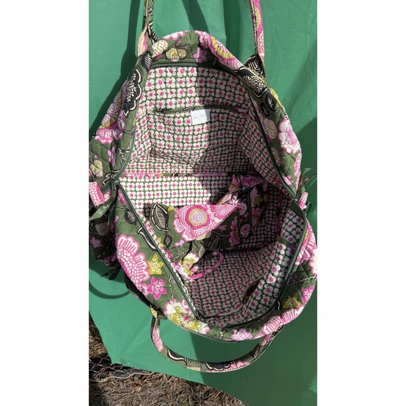Vera Bradley Floral Quilted Diaper Bag Baby Bag Green Pink - Picture 9 of 9